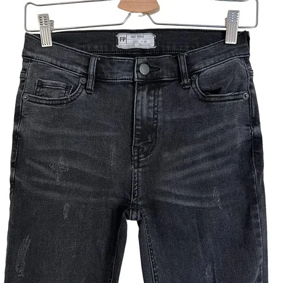 Free People High Rise Distressed Skinny Jeans Size 25 - Picture 4 of 16